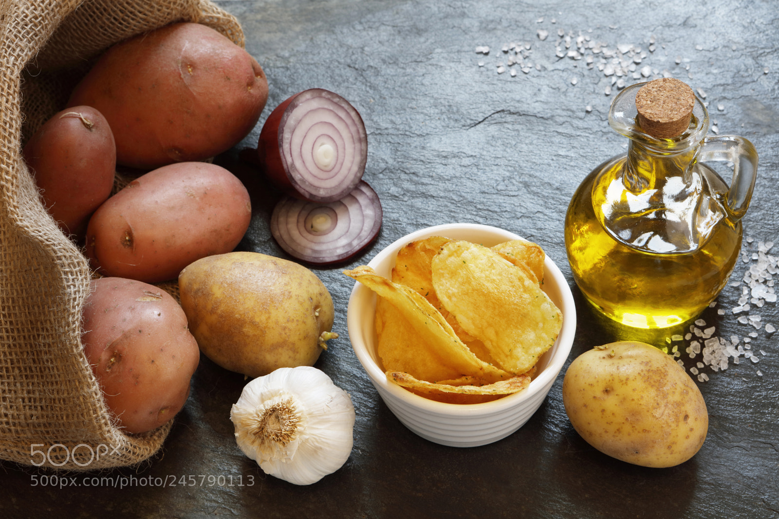 Canon EOS 5DS R sample photo. Potatoes on slate table photography
