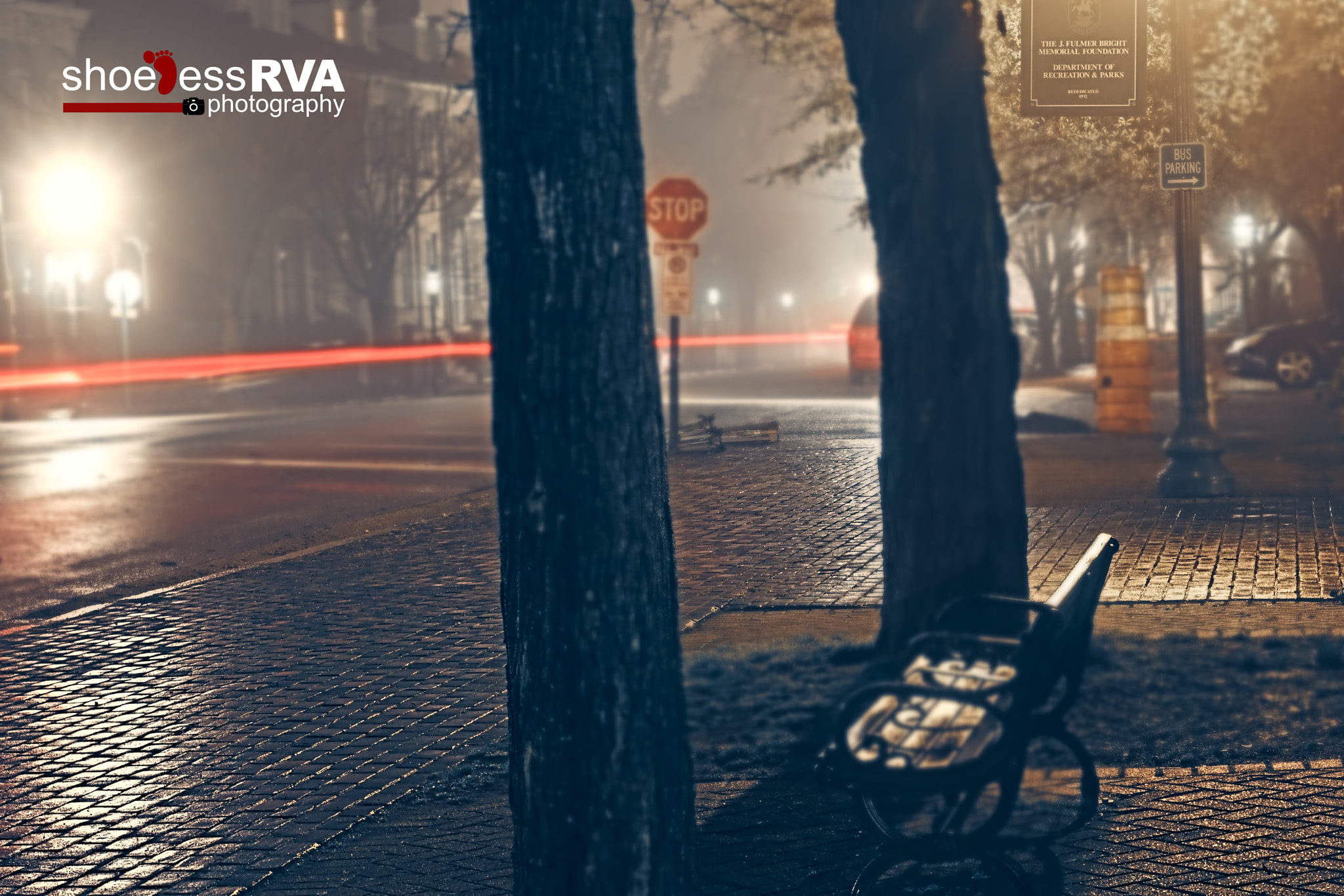 Canon 50mm sample photo. Foggy rainy night in the rva photography