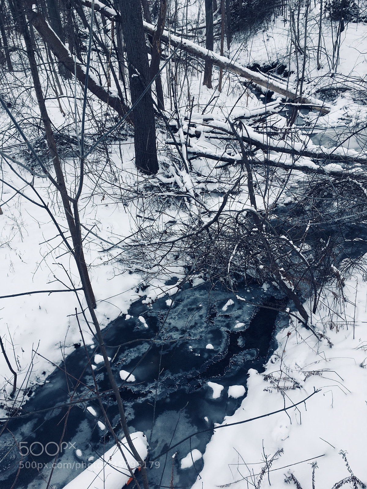 Apple iPhone SE sample photo. Frozen creek in mid photography