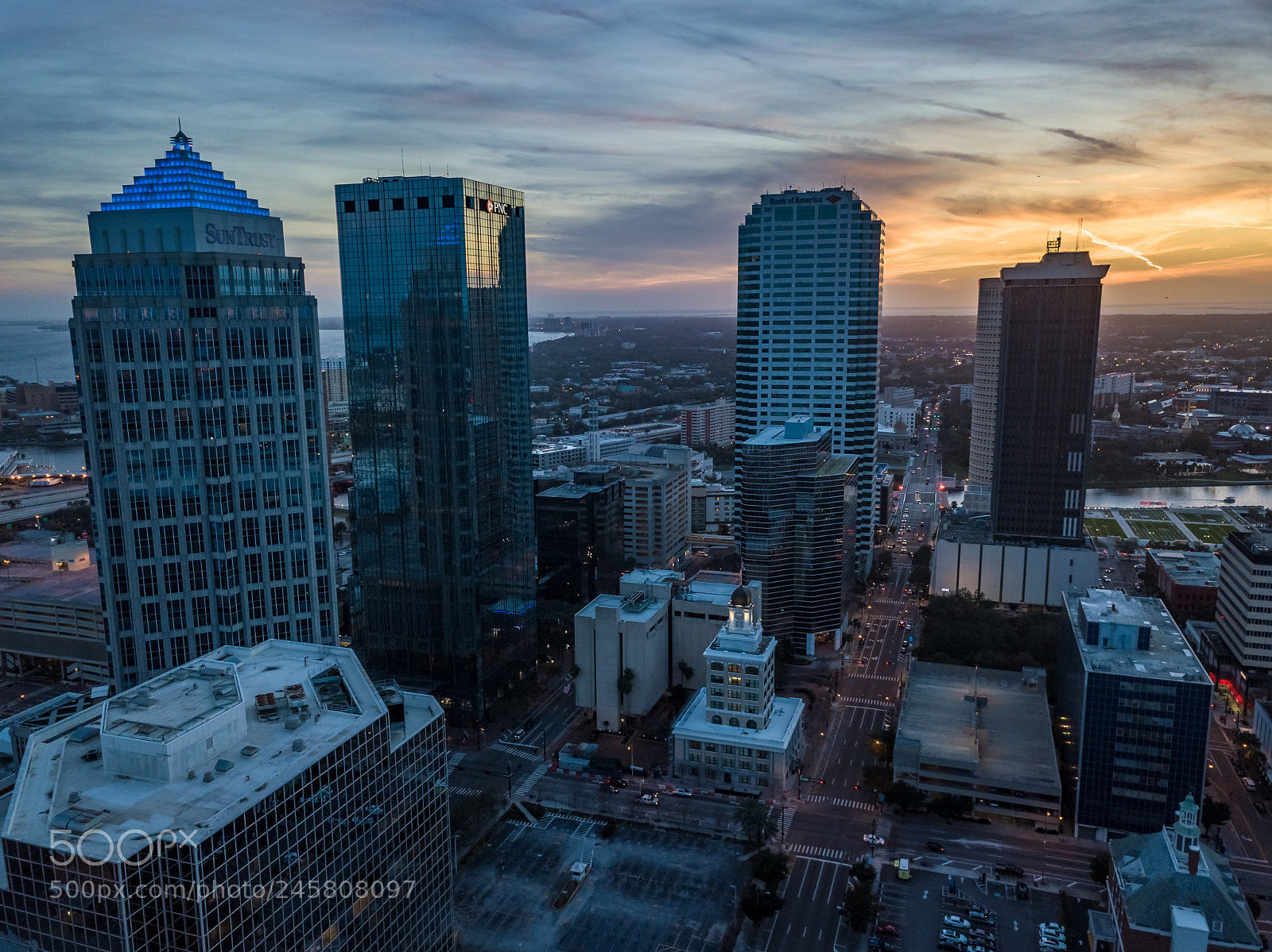 DJI FC220 sample photo. Tampa at sunset photography
