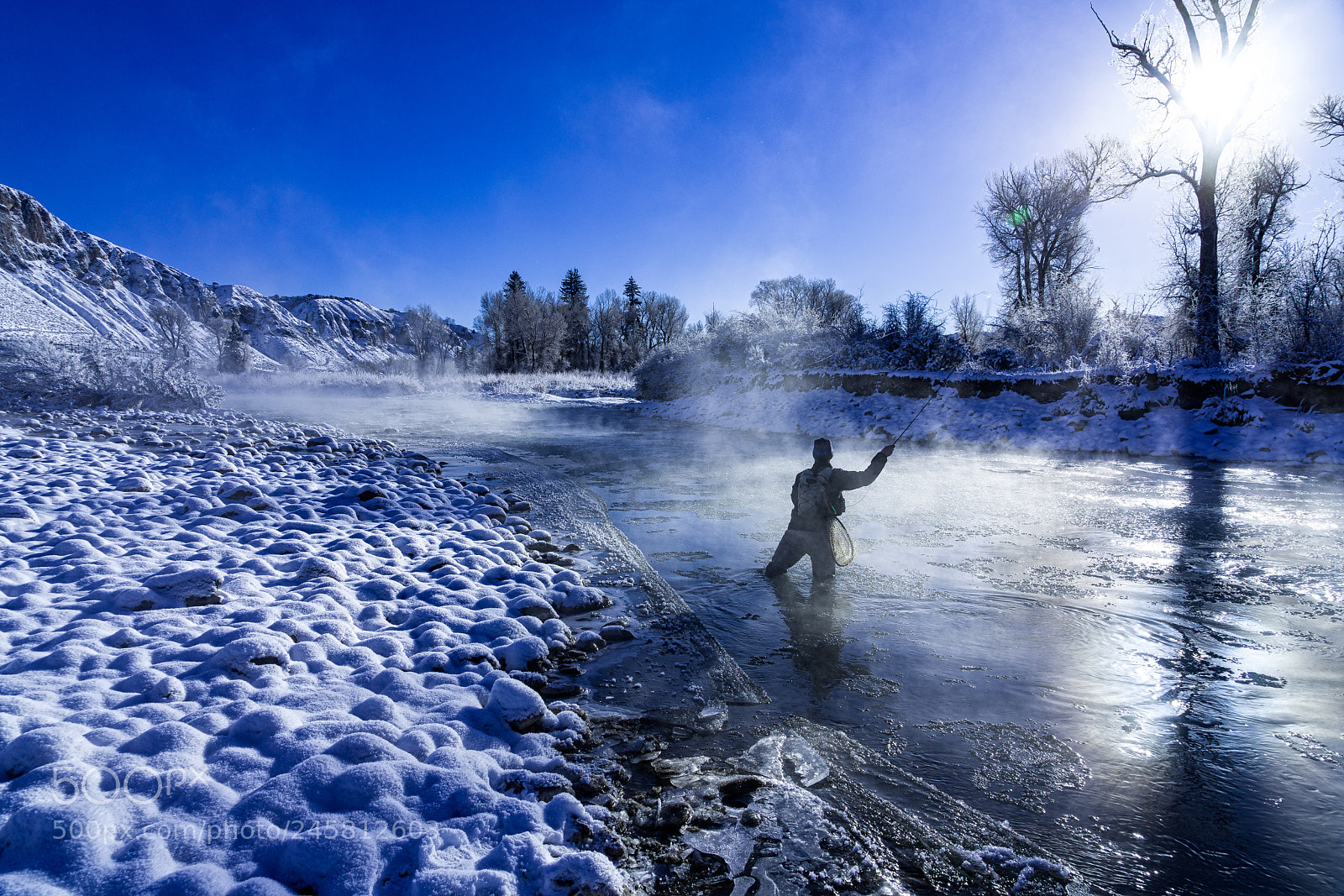 Sony a7R III sample photo. Winter fly fishing in photography