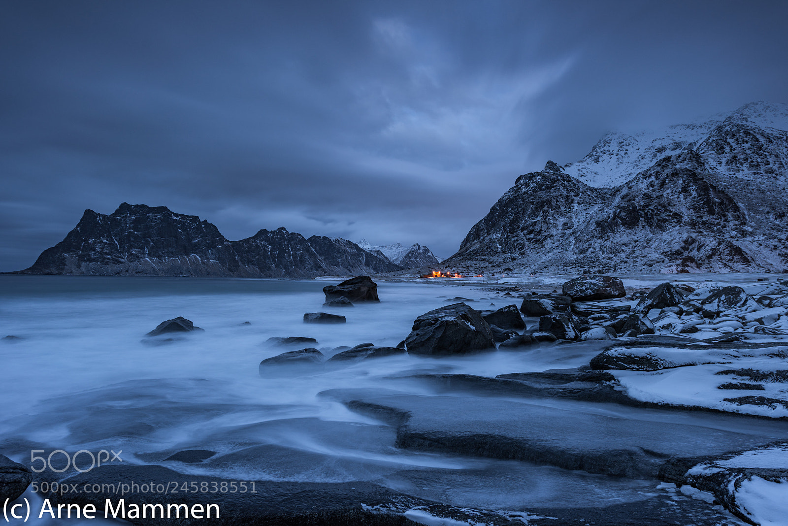 Nikon D810 sample photo. Uttakleiv beach blue hour photography
