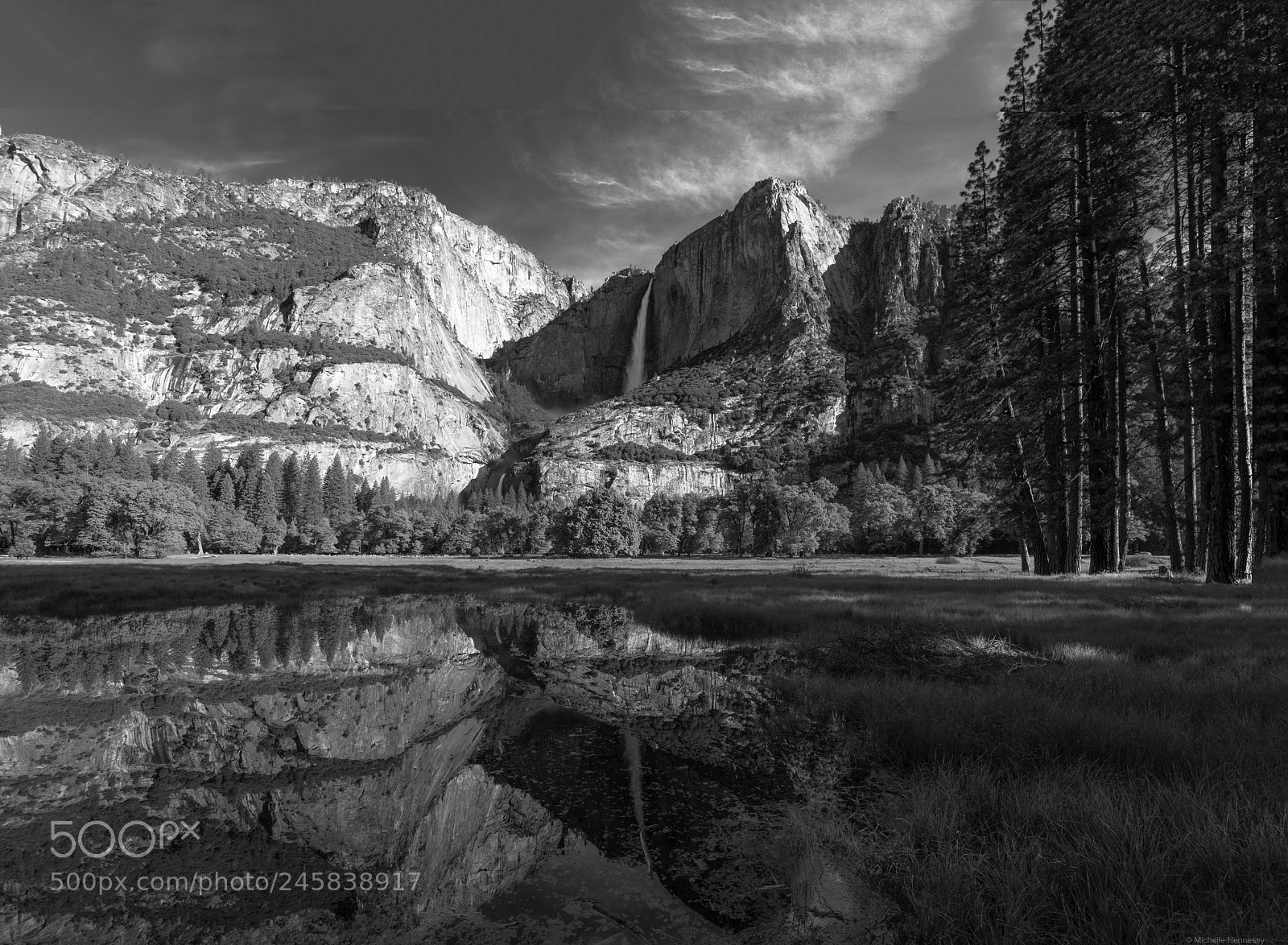 Nikon D800 sample photo. Yosemite falls reflection photography