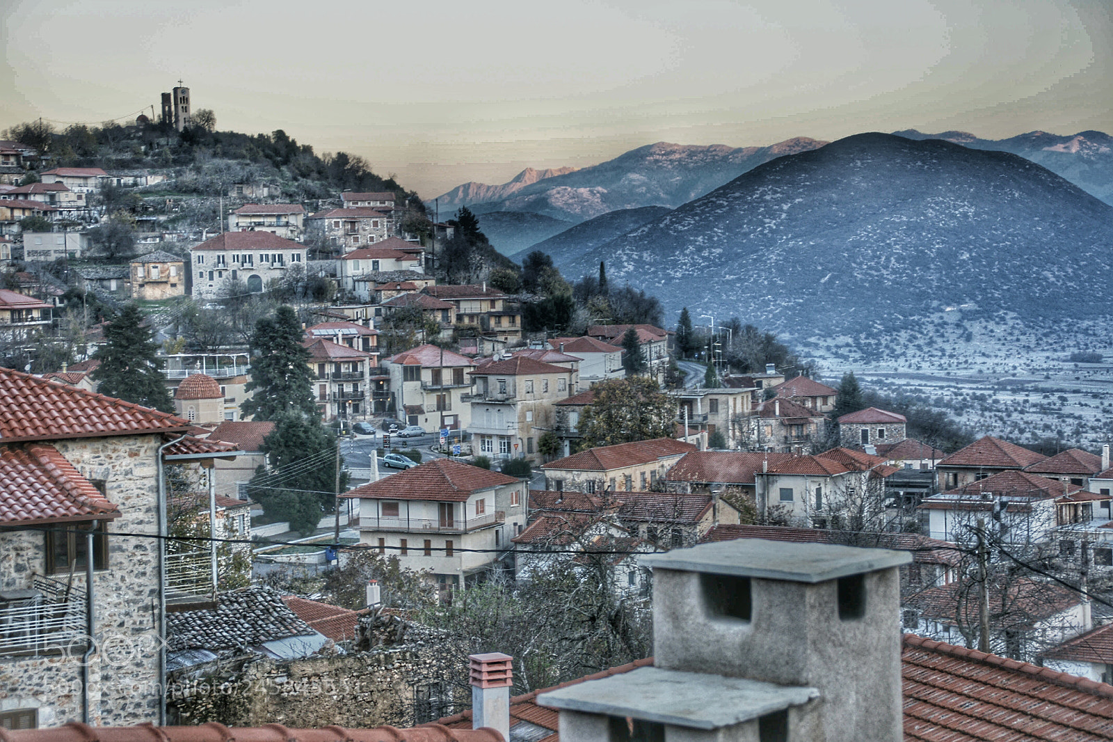 Sony Alpha DSLR-A700 sample photo. Dimitsana village panoramic view photography