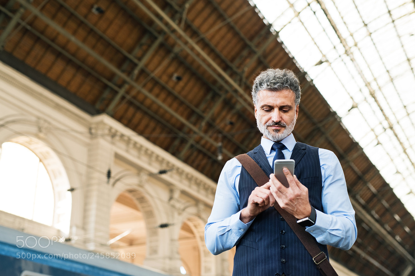 Nikon D5 sample photo. Mature businessman with smartphone photography