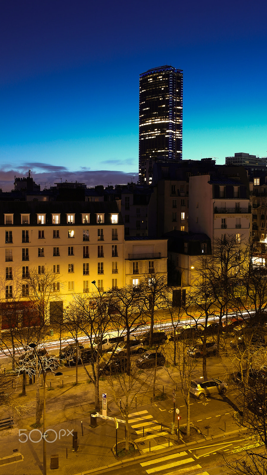 Samsung NX1100 sample photo. Tour montparnasse nightfall photography