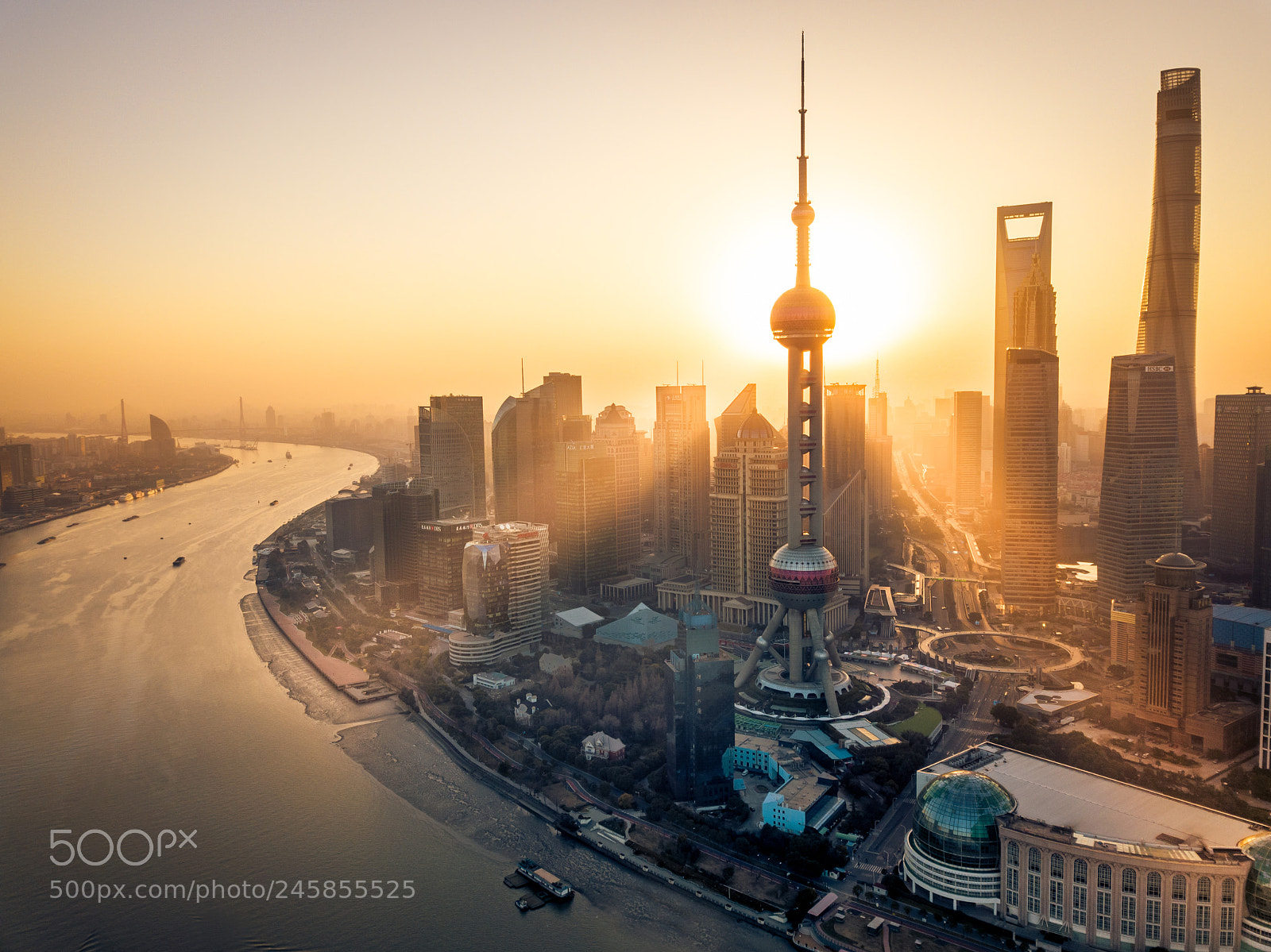 DJI FC220 sample photo. Pudong sunrise photography