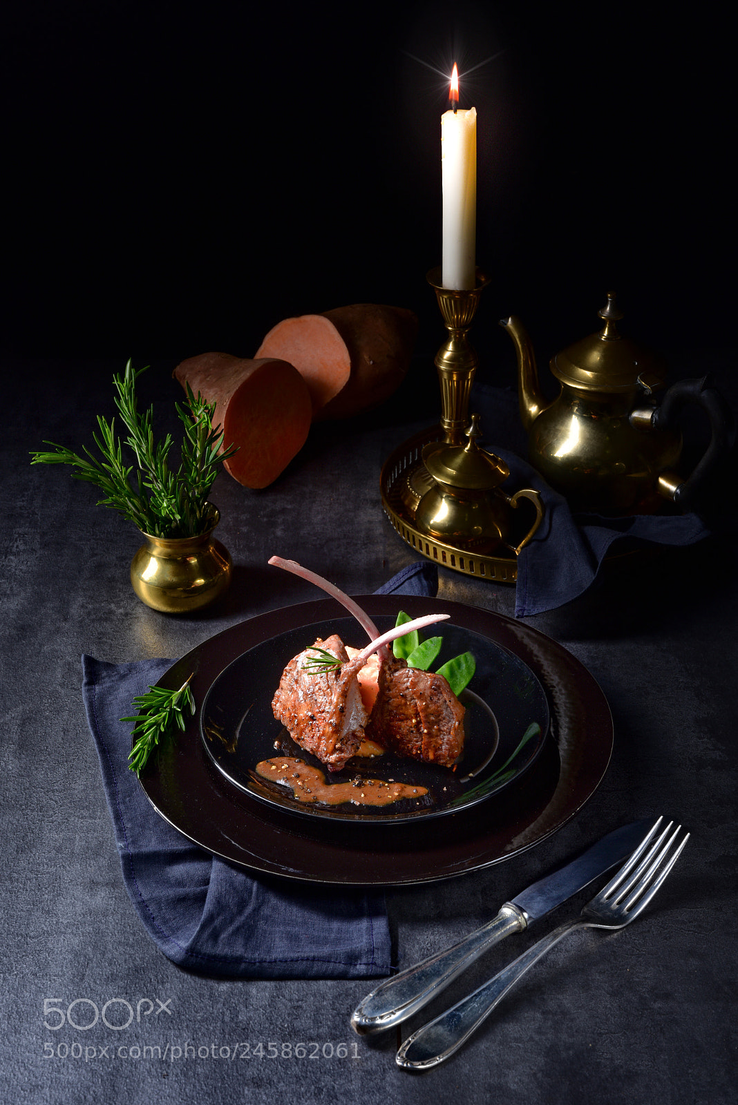 Nikon D810 sample photo. Lamb steaks with rosemary photography