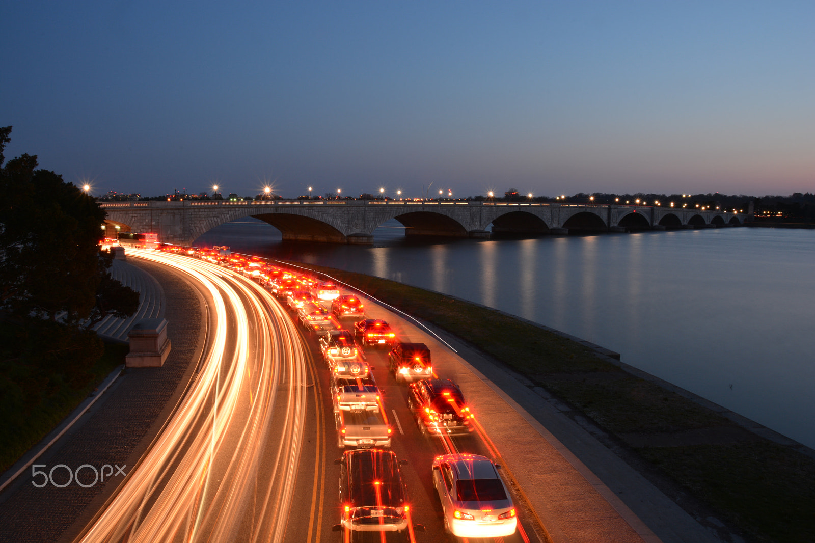 Nikon D7100 sample photo. Night time traffic jam - washington dc photography