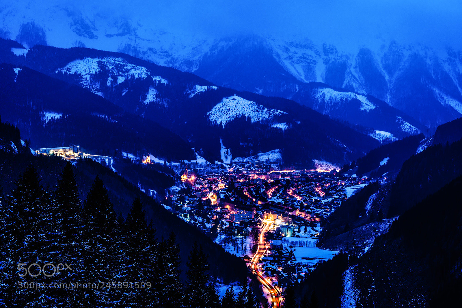 Sony a7 II sample photo. Eisenerz at blue hour photography