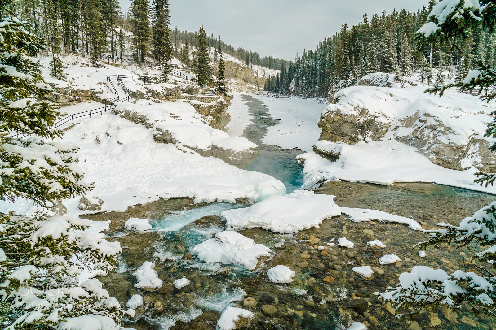 Sony a6500 sample photo. Elbow falls in winter photography