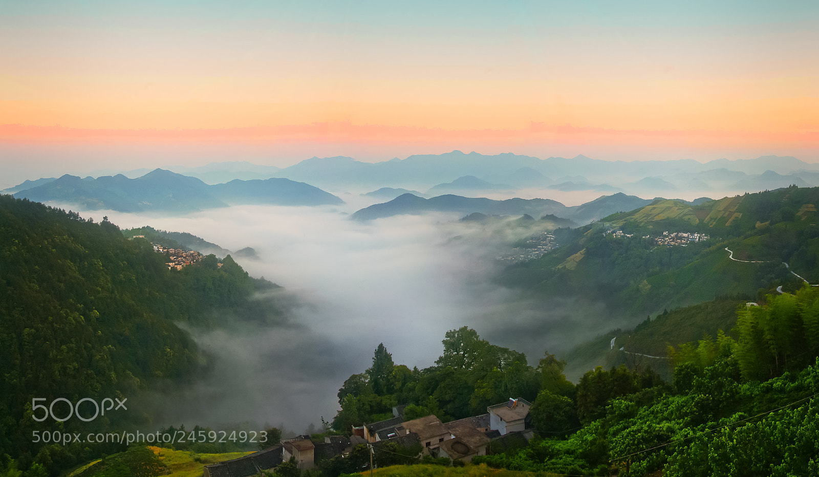 Nikon D700 sample photo. Misty moutain village photography