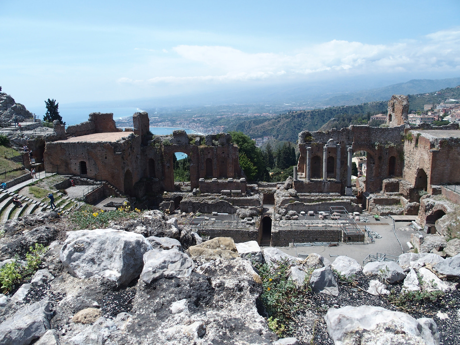 Olympus STYLUS1 sample photo. Ruins of ancient greek and roman theatre in taormina photography