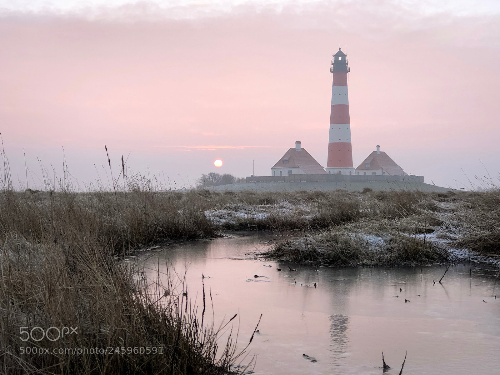 Apple iPhone 8 Plus sample photo. Cold morning westerhever lighthouse photography