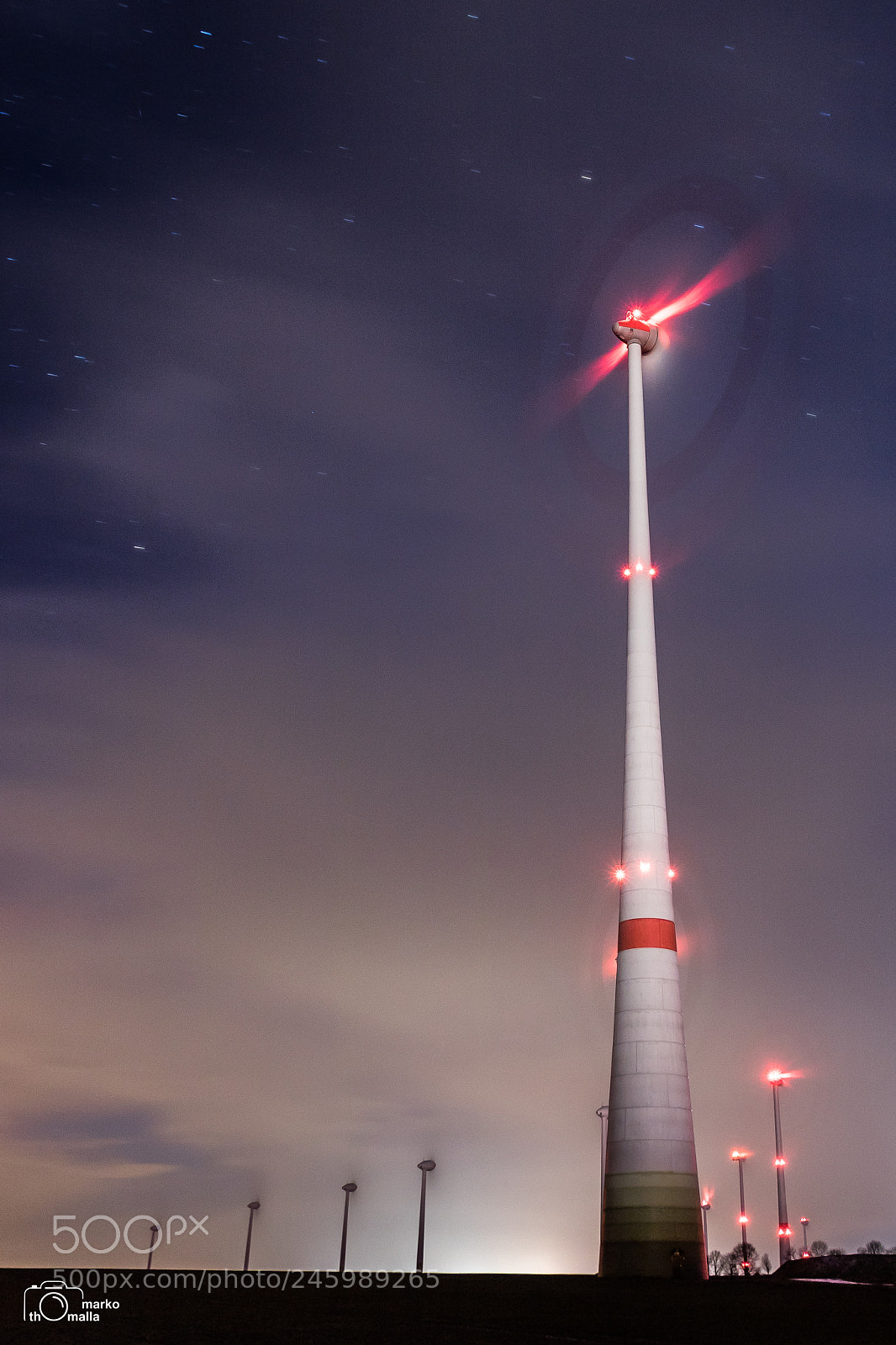 Canon EOS 750D (EOS Rebel T6i / EOS Kiss X8i) sample photo. Windturbine @night photography