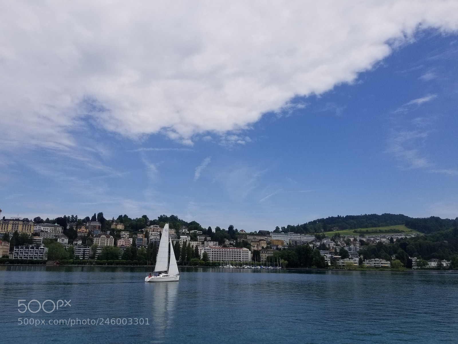 Samsung Galaxy S8 sample photo. Sailboat on lake lucerne photography