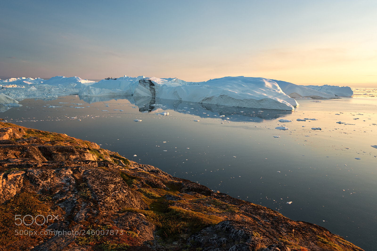 Nikon D800 sample photo. Sunset over icebergs photography
