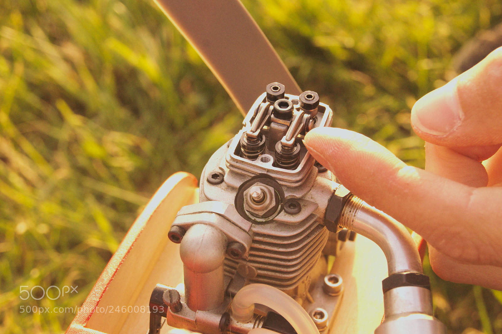 Sony SLT-A58 sample photo. Model airplane 4 stroke engine photography
