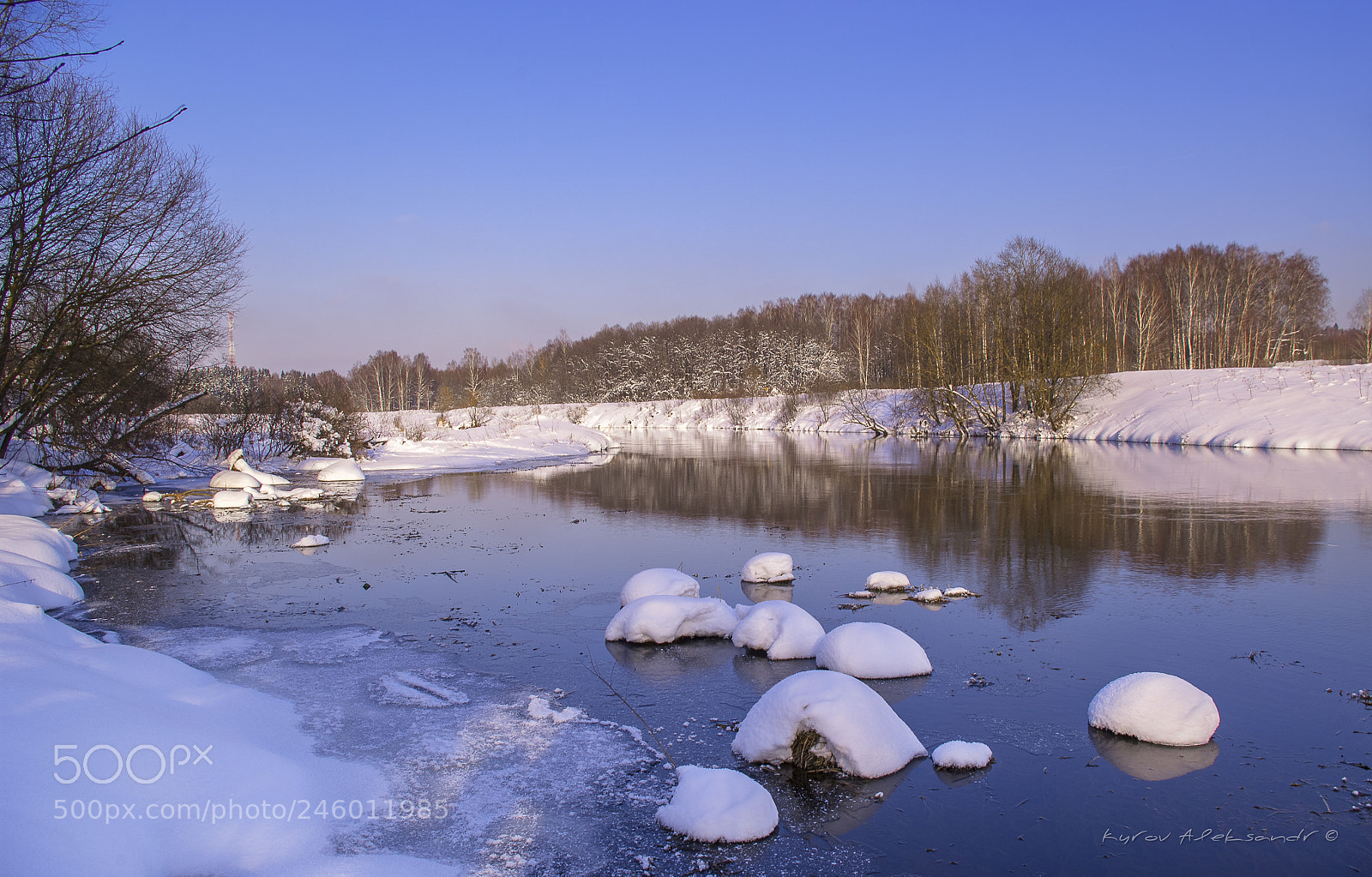 Pentax K20D sample photo. Winter river photography