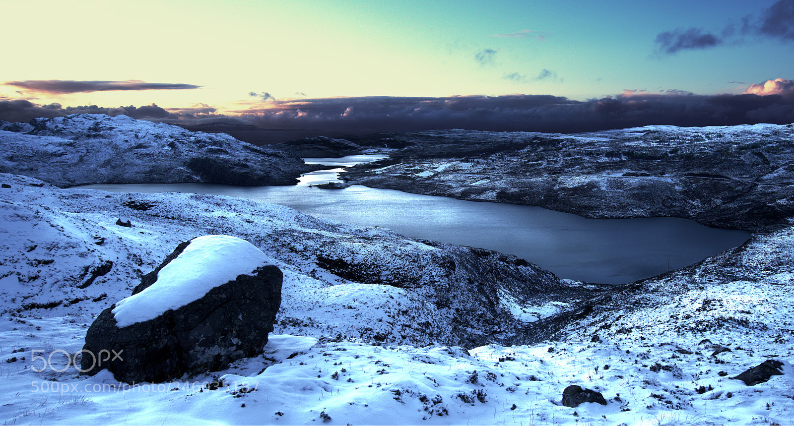 Sony a7R II sample photo. Snowy sunset in daibaig photography