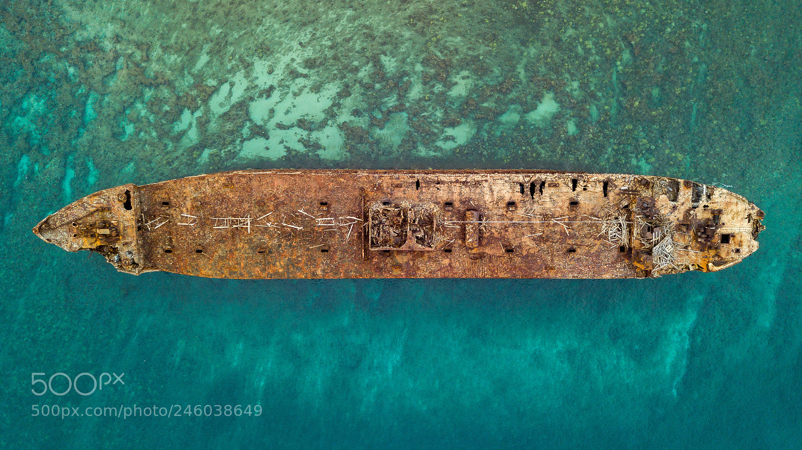 DJI FC220 sample photo. Lanai shipwreck photography