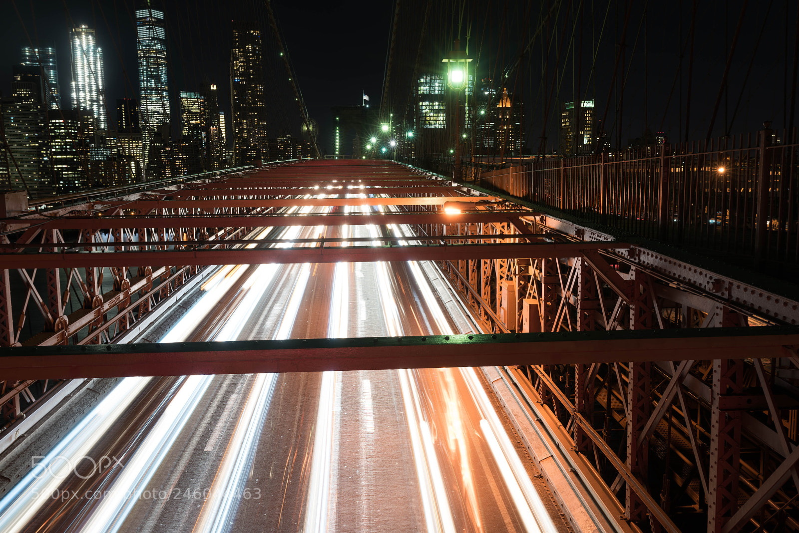 Nikon D810 sample photo. Brooklyn bridge night rush photography