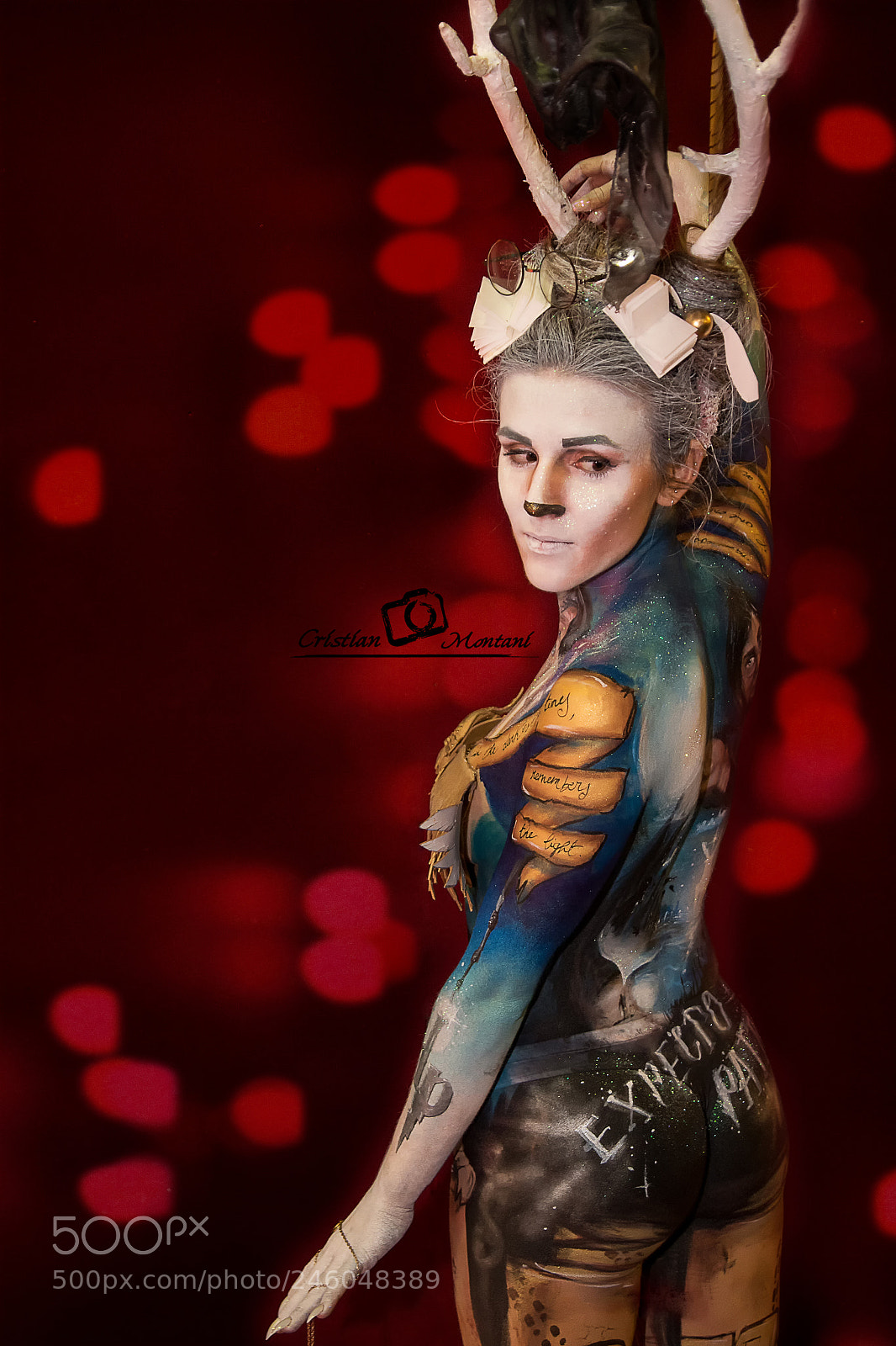Canon EOS 1300D (EOS Rebel T6 / EOS Kiss X80) sample photo. Body painting... red bokeh photography