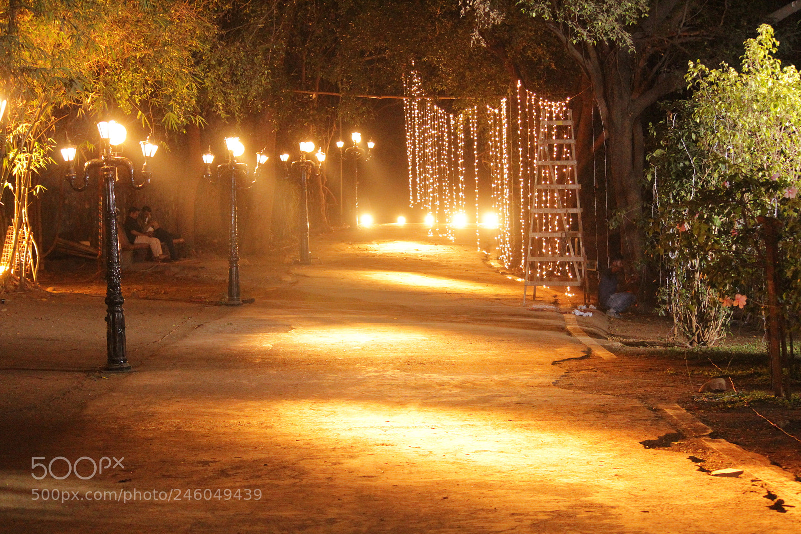 Canon EF-S 55-250mm F4-5.6 IS II sample photo. Silent street with lights photography