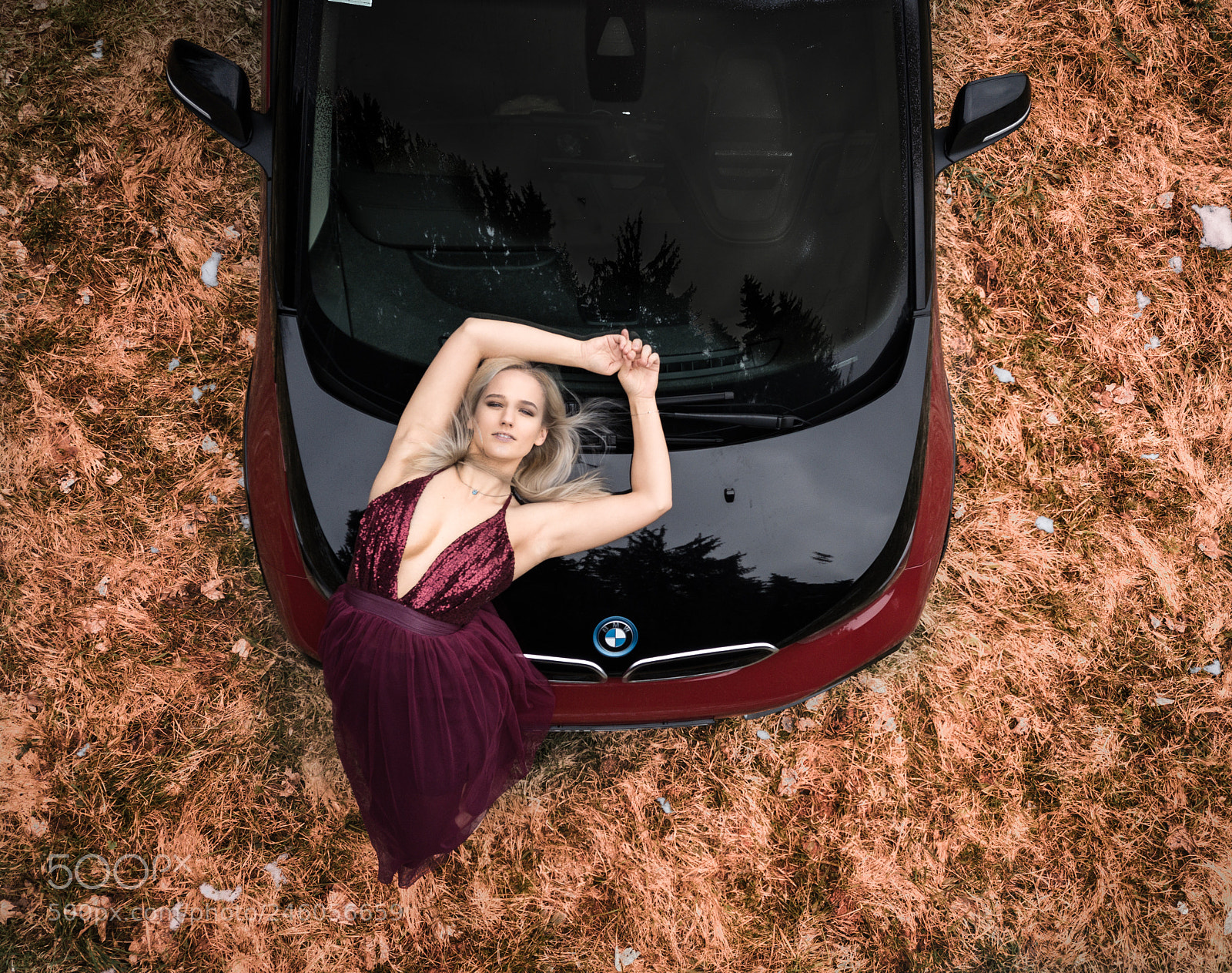 DJI FC220 sample photo. Radka a bmw i3 photography