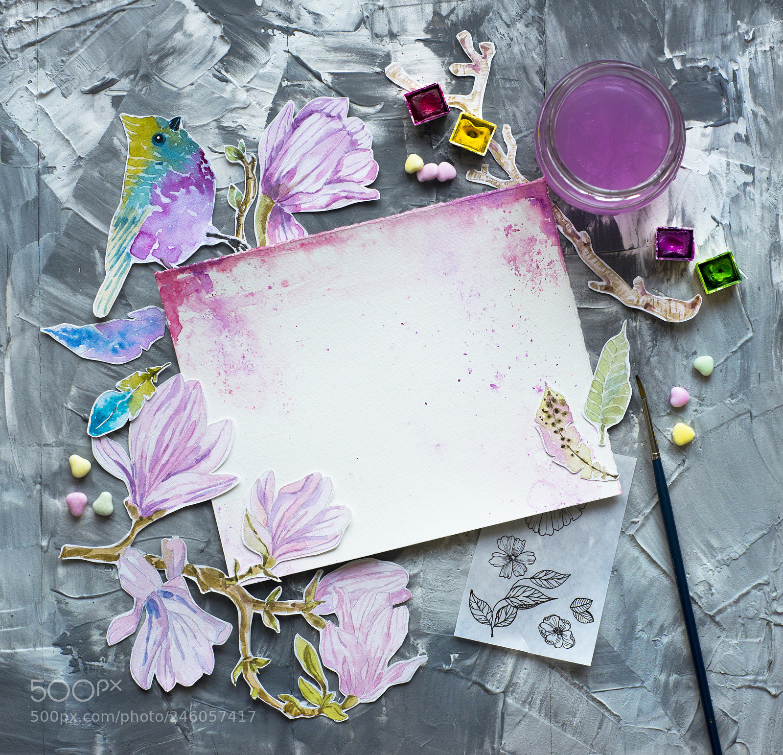 Nikon D610 sample photo. Frame watercolor flowers over photography