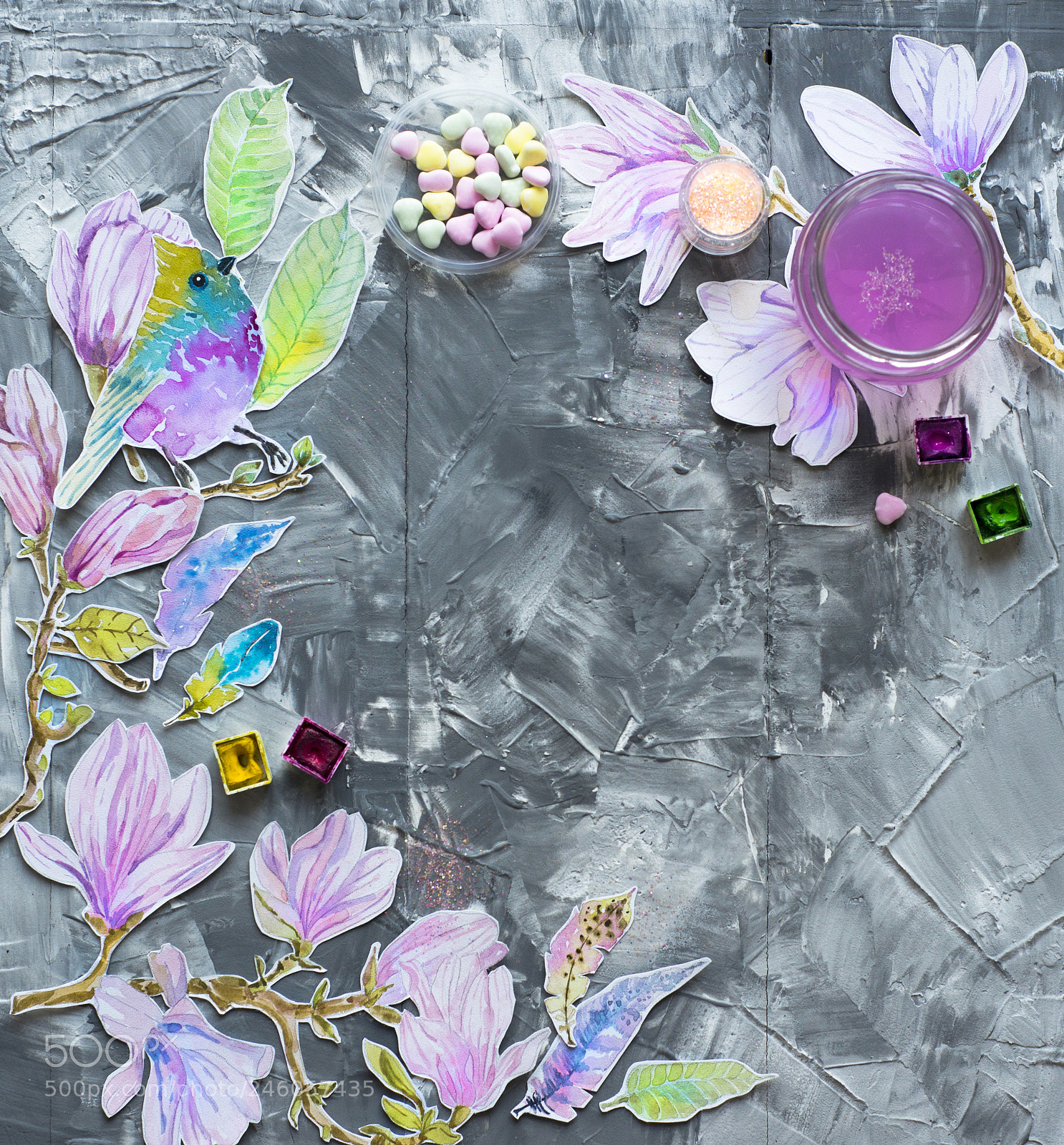 Nikon D610 sample photo. Frame watercolor flowers over photography