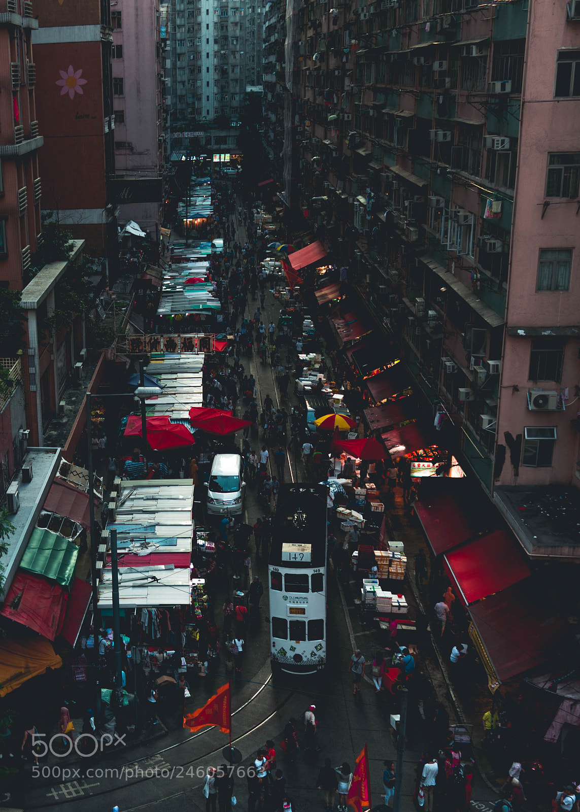 Sony a7 II sample photo. Tram and market photography