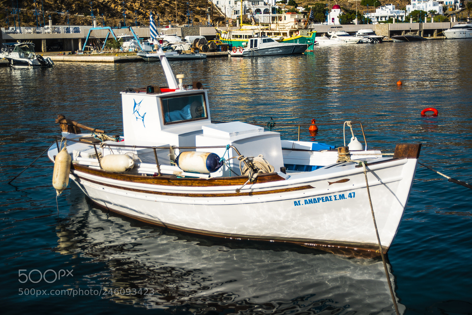 Nikon D800 sample photo. Fish boat in mykonos photography