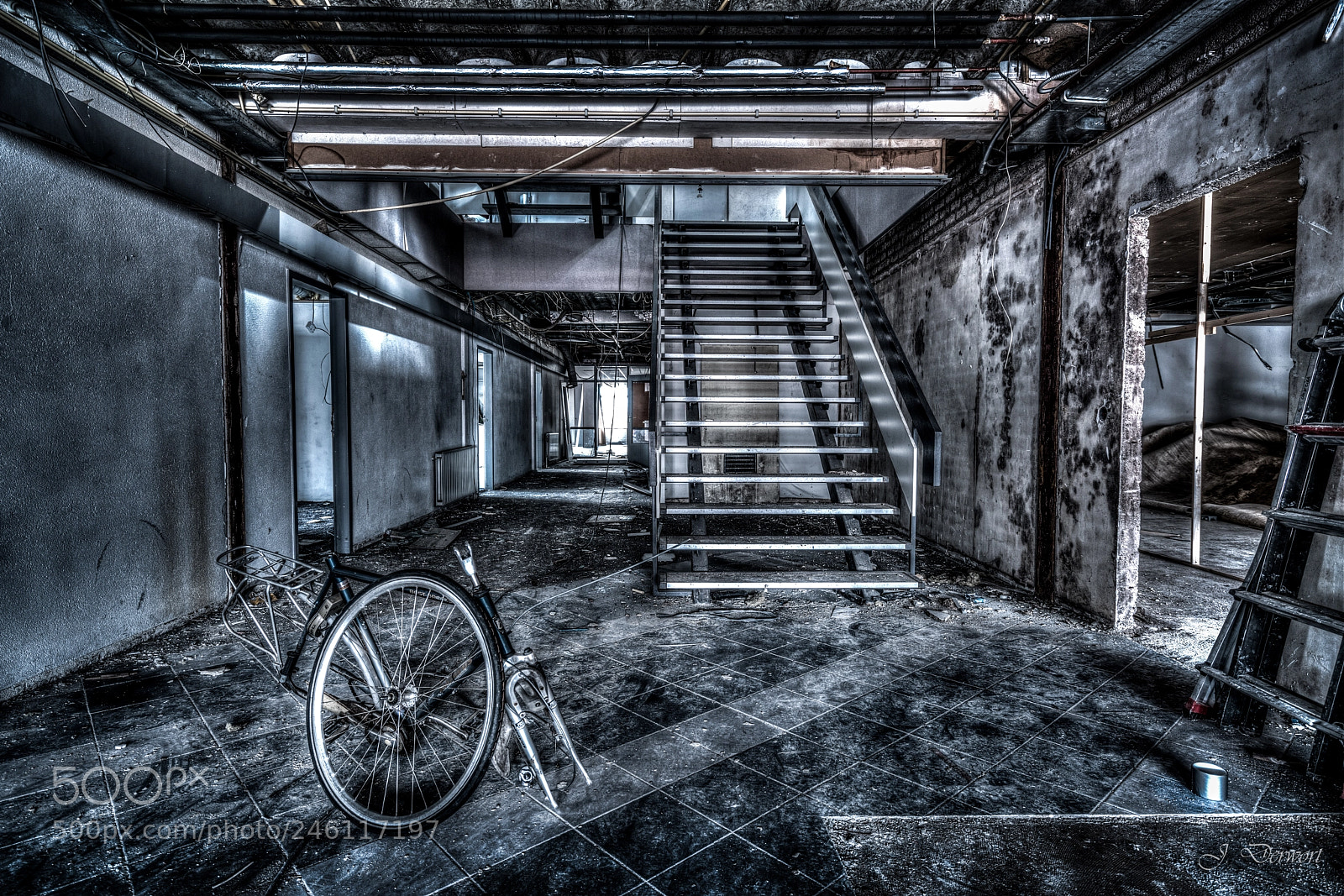 Sony a7R II sample photo. Cycling down the stairs photography