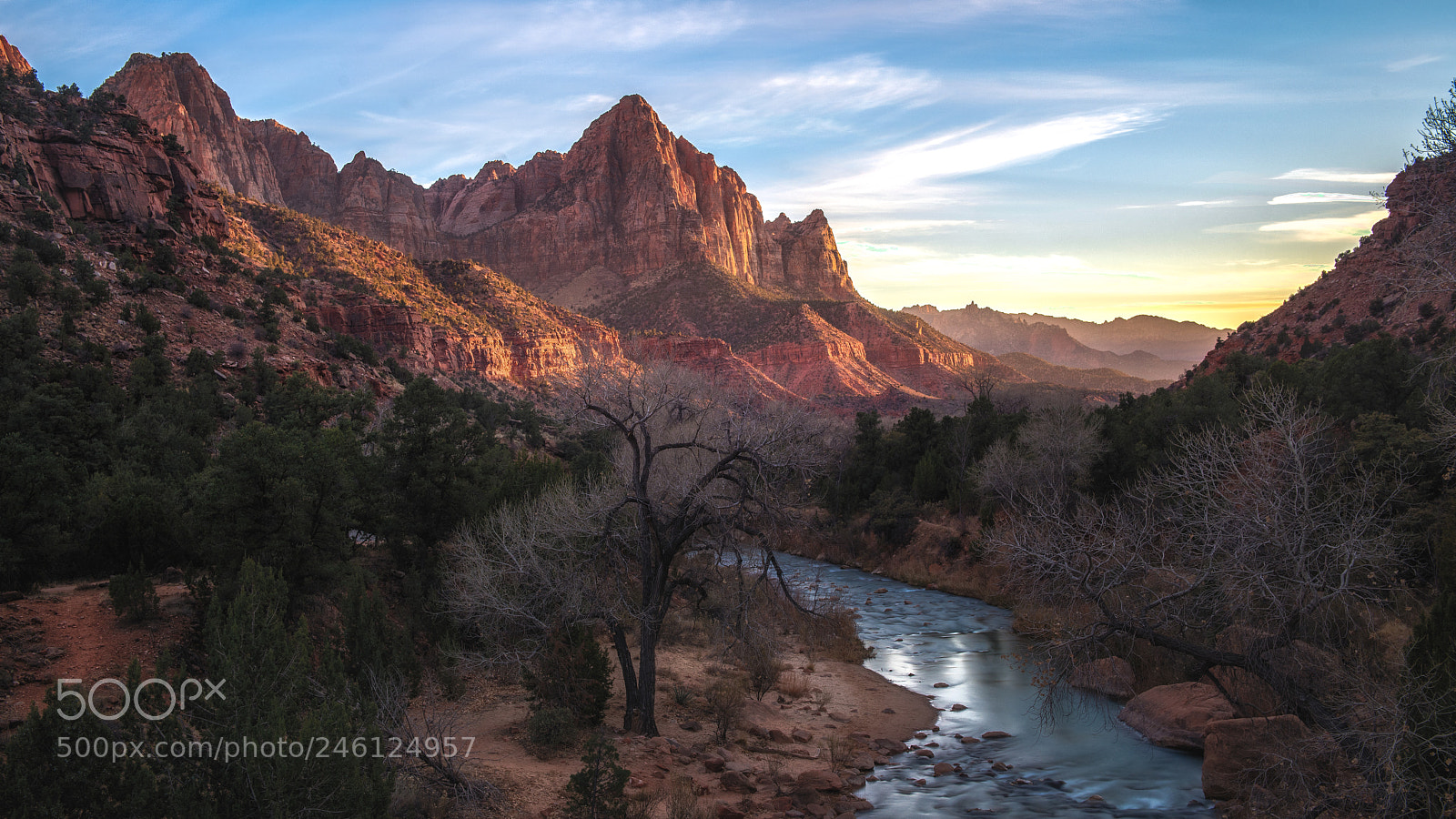 Nikon D800 sample photo. Winter sunset in zion photography