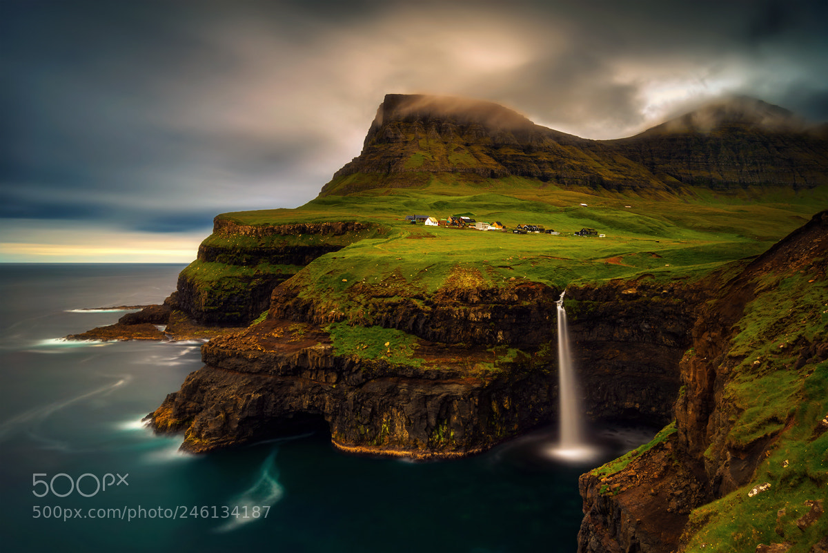 Sony a7R sample photo. Gasadalur cloudy sunset photography