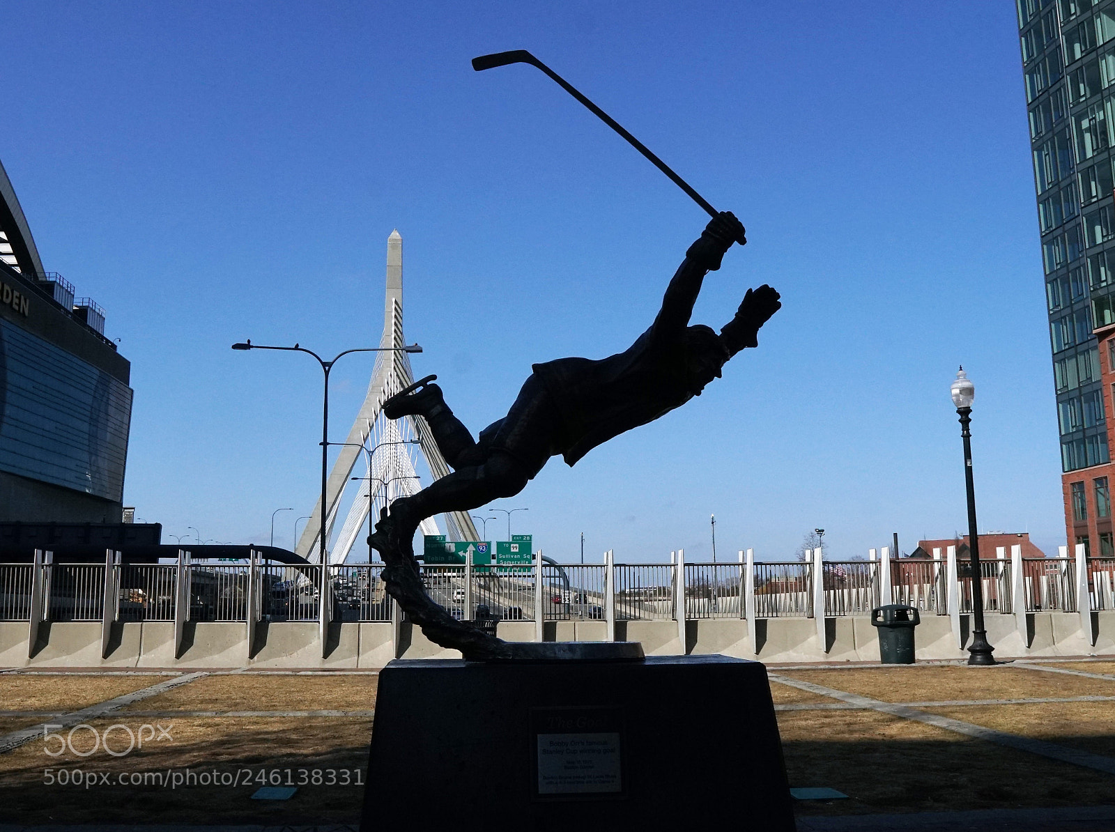 Sony a6500 sample photo. Bobby orr statue boston photography