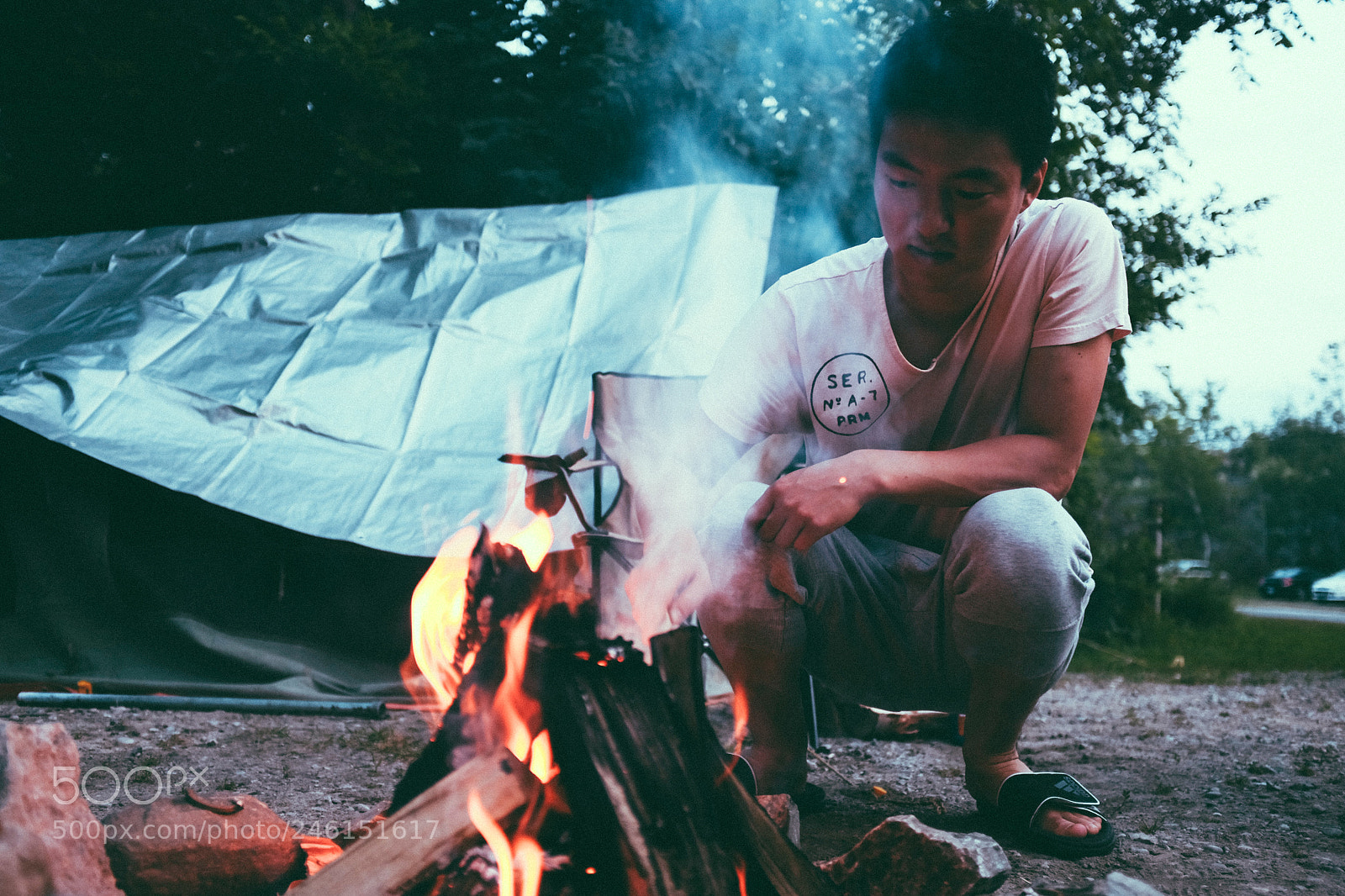 Fujifilm X100S sample photo. Man discovers fire photography