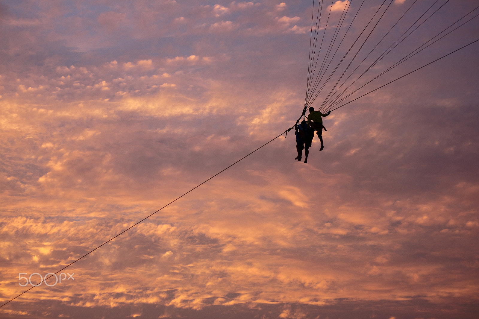 Canon EF 50mm F1.8 II sample photo. Parasailing in the backdrop of sunset photography