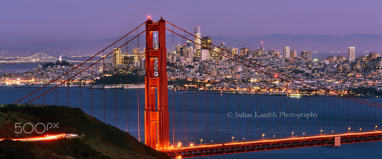 Nikon AF-S Nikkor 70-200mm F2.8G ED VR II sample photo. Holiday lights 3,golden gate bridge,san francisco photography