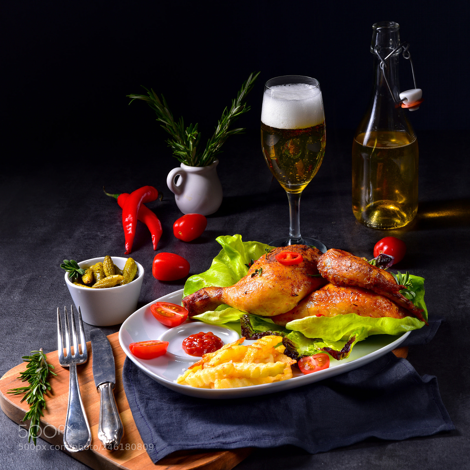 Nikon D810 sample photo. Fried chicken with chips photography