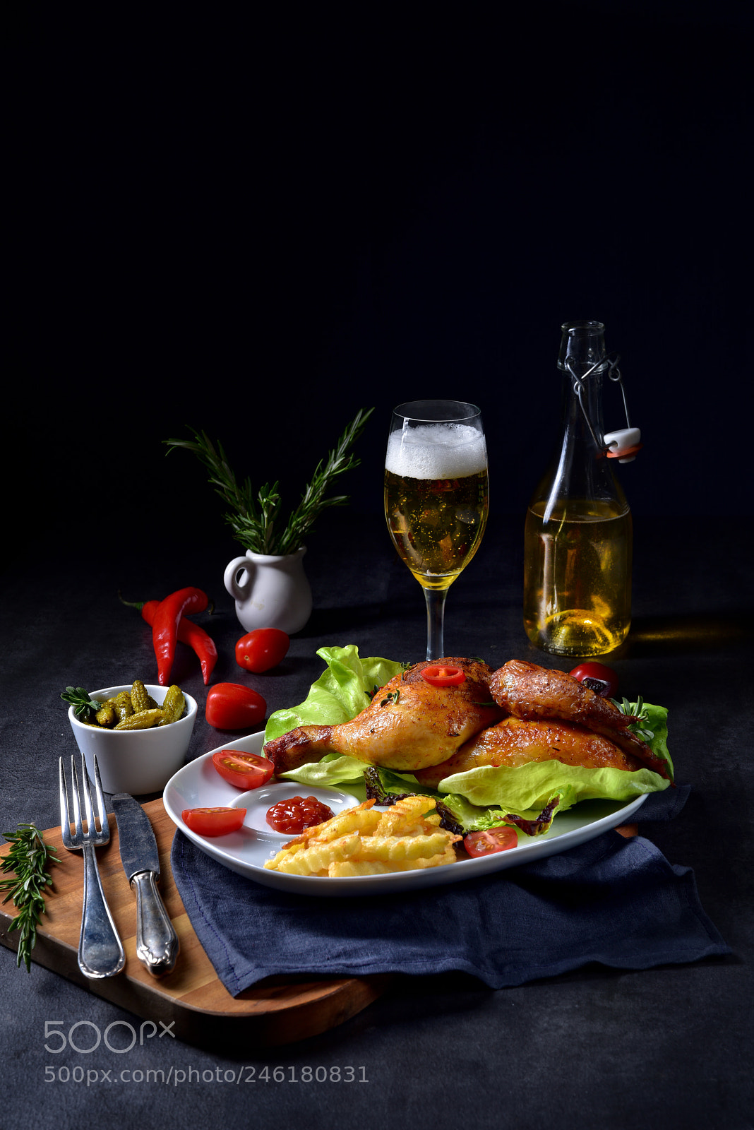 Nikon D810 sample photo. Fried chicken with chips photography