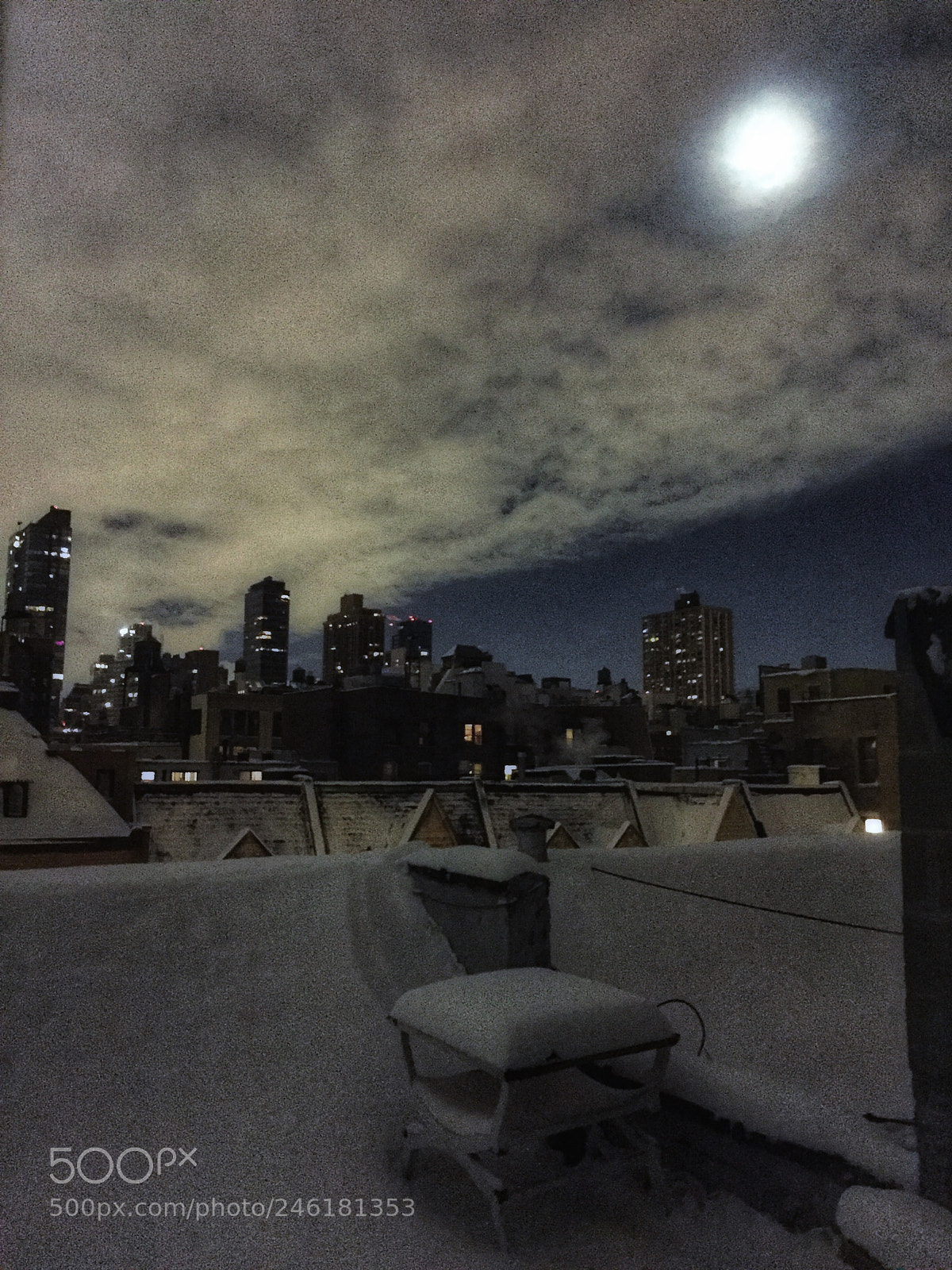 Apple iPhone 6 sample photo. A snowy rooftop night photography