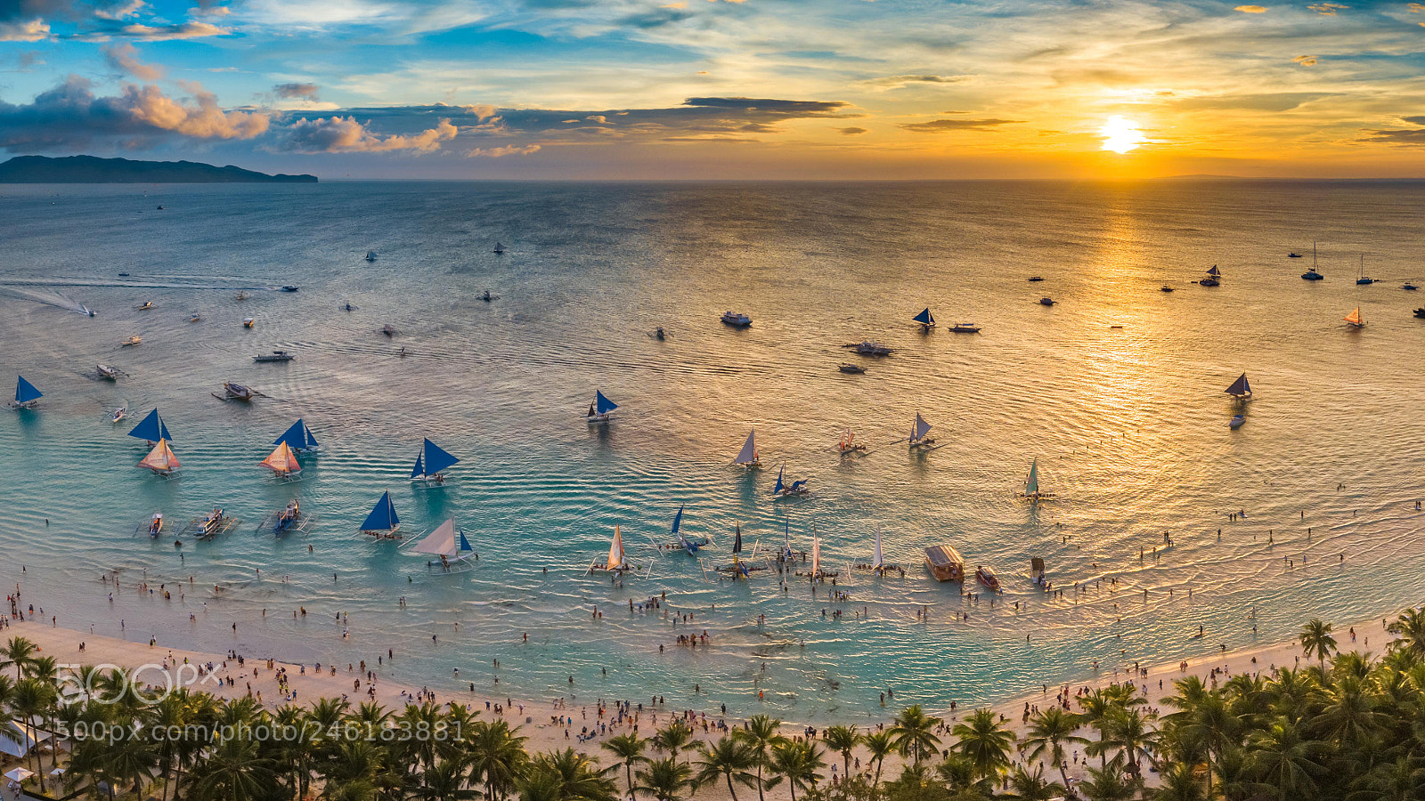 DJI FC220 sample photo. Boracay long beach sunset photography