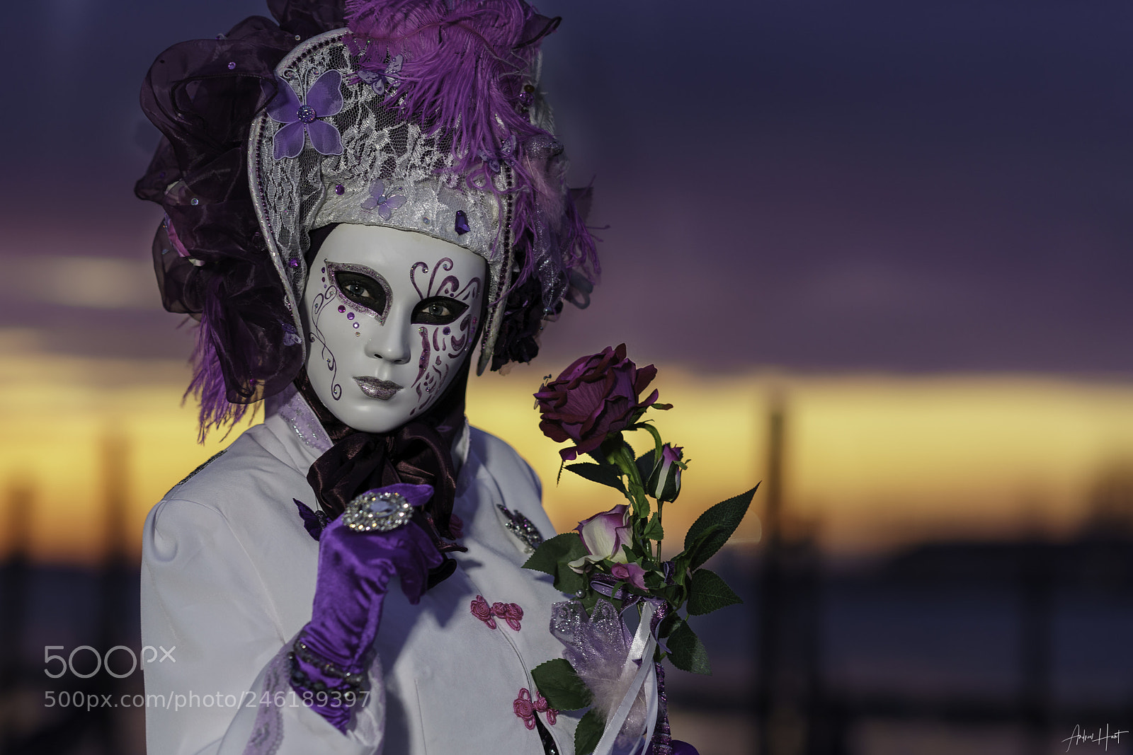 Sony a7R II sample photo. Venetian purple masked performer photography