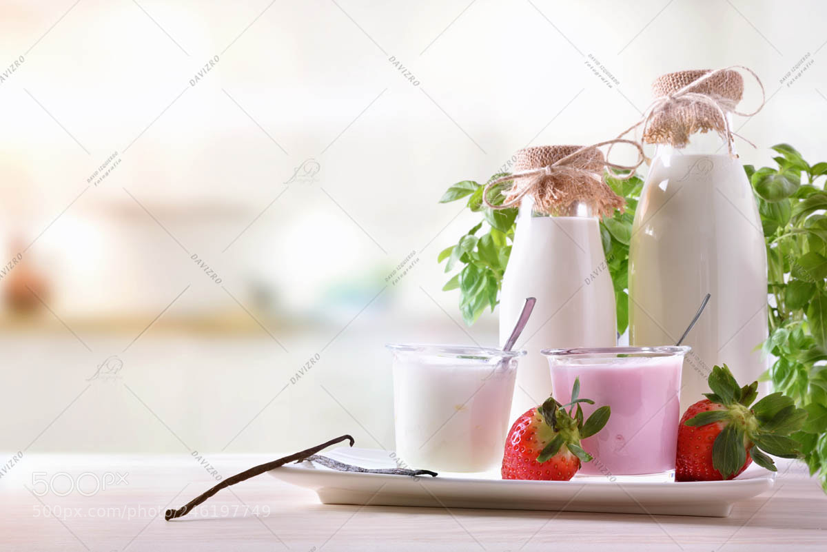 Nikon D810 sample photo. Strawberry and natural yogurt photography