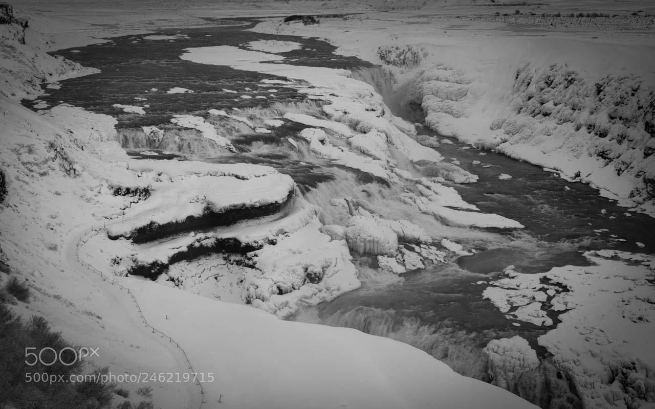 Nikon D90 sample photo. Fozen gullfoss photography