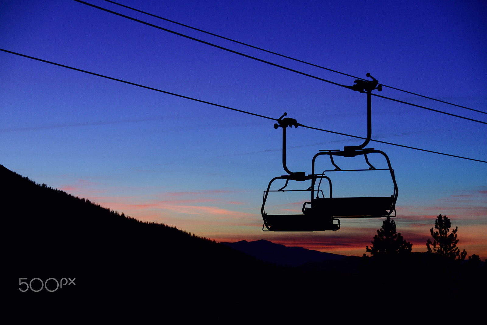 Nikon D7200 sample photo. Ski lifts at twilight photography
