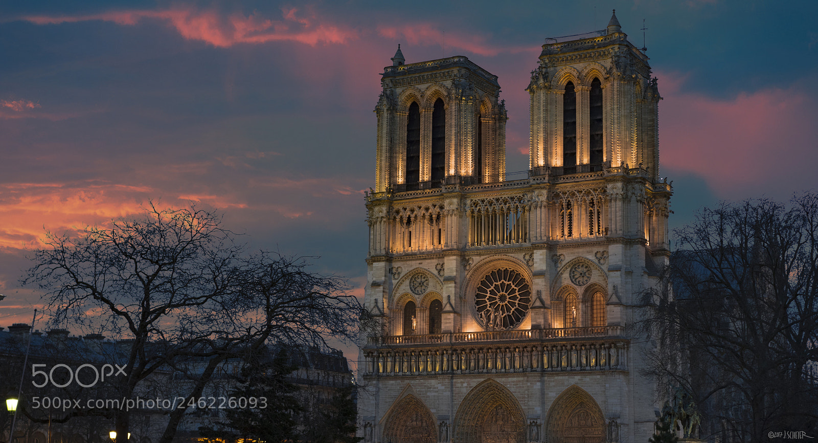 Sony a7R sample photo. Notre dame nightfall photography