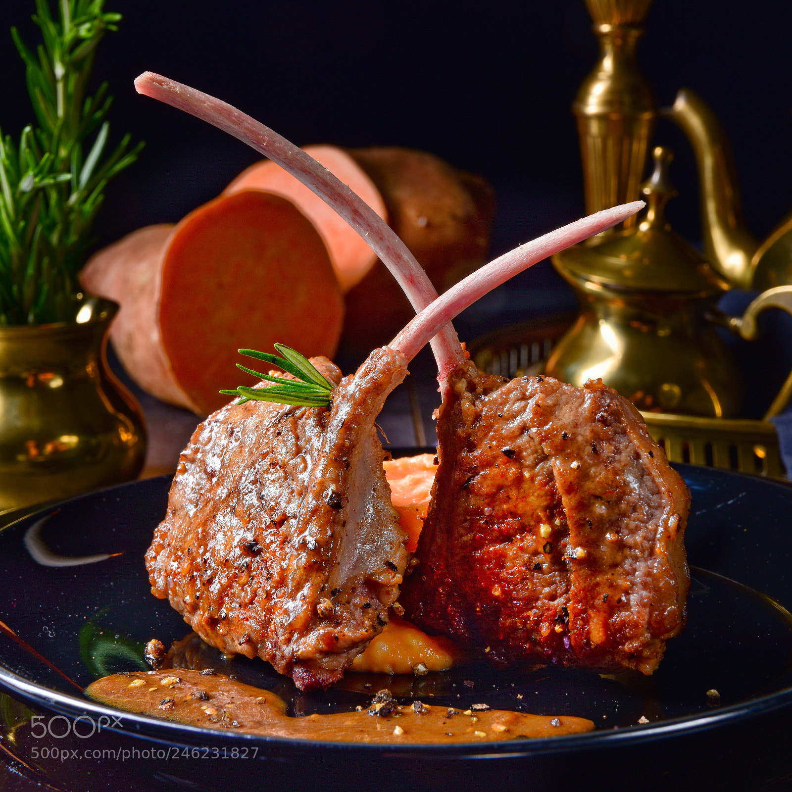 Nikon D810 sample photo. Lamb steaks with rosemary photography